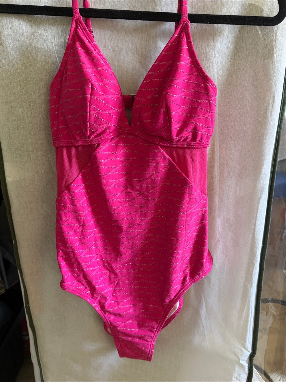 CUPSHE Hot Pink Glitter One-Piece Swimsuit size S NWT